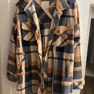 Thread & Supply Multicolor Plaid Teddy Jacket
